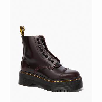 Dr Martens Női Sinclair Arcadia Bőr Platform Bakancs Bordó